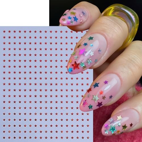 6 Sheets Star Nail Stickers 3D Self-Adhesive Celestial Nail five pointed star