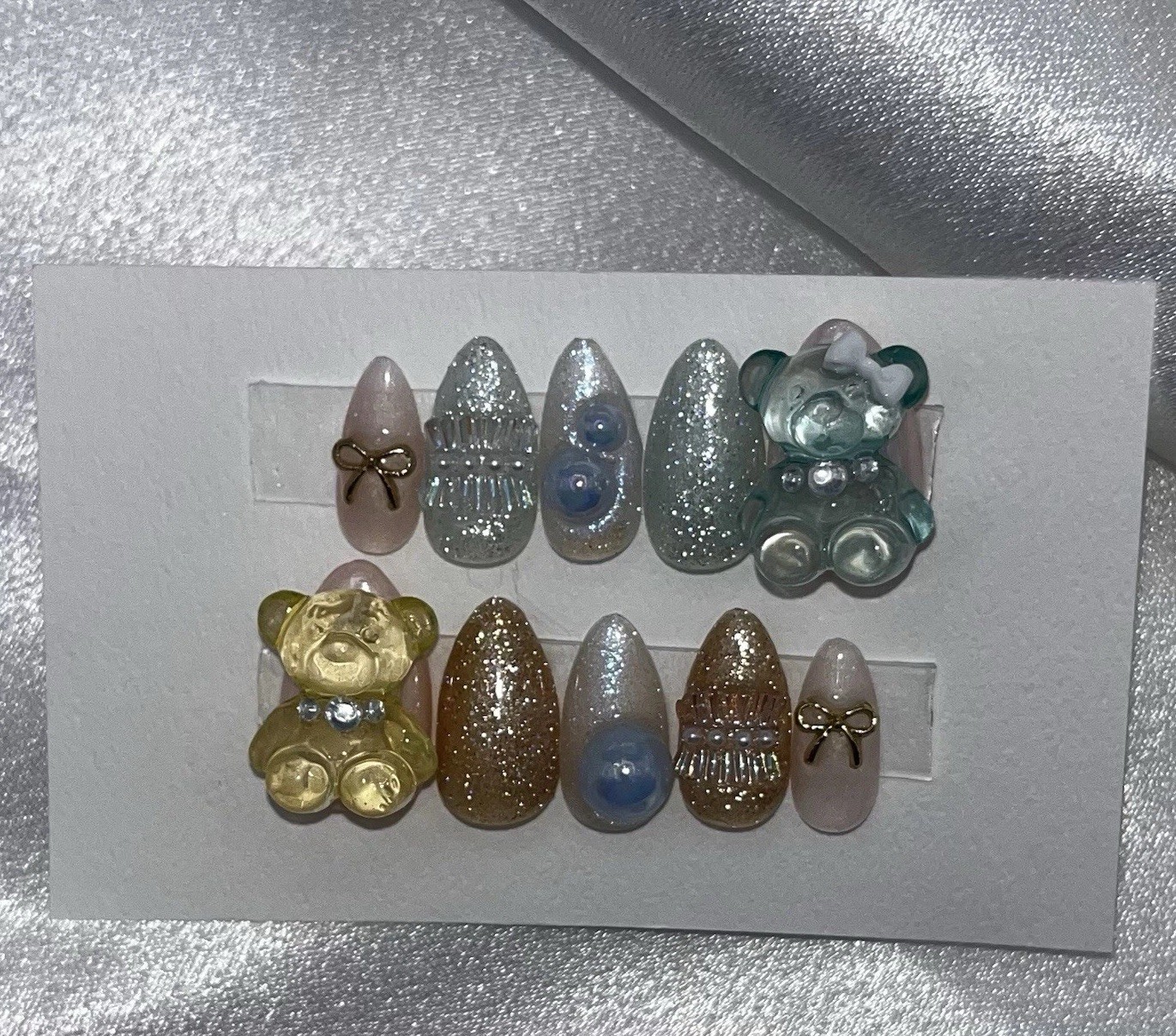 Flash Nail Cute Bear Nail Tips Shimmer Uñas Postizas Oso Bonito By Fumi+