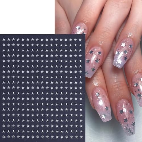 6 Sheets Star Nail Stickers 3D Self-Adhesive Celestial Nail five pointed star
