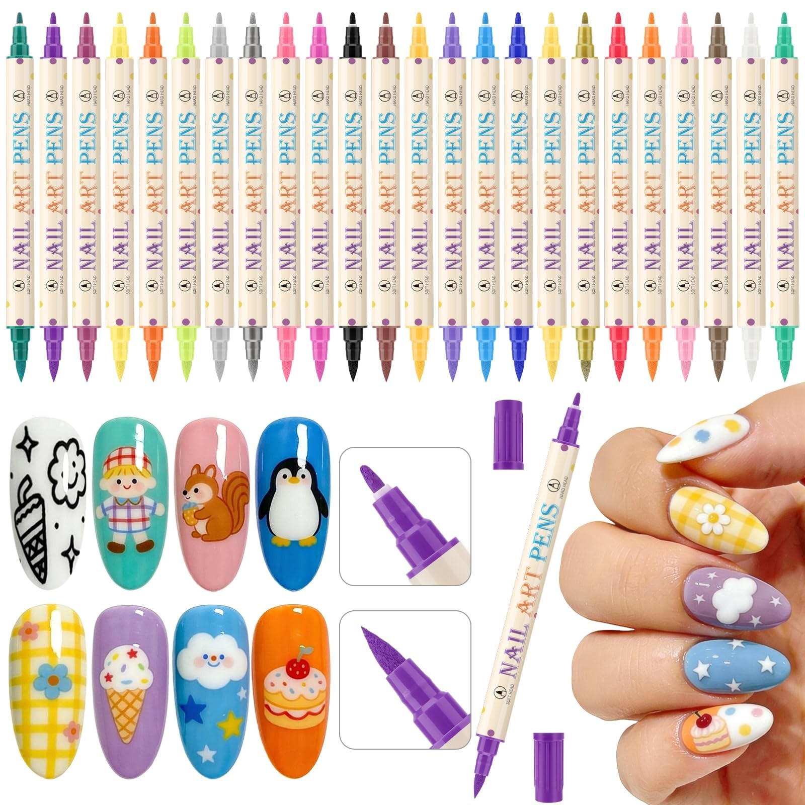 24 Colors Nail Art Pens Set – Quick-Drying Acrylic Paint Markers for DIY Nail De