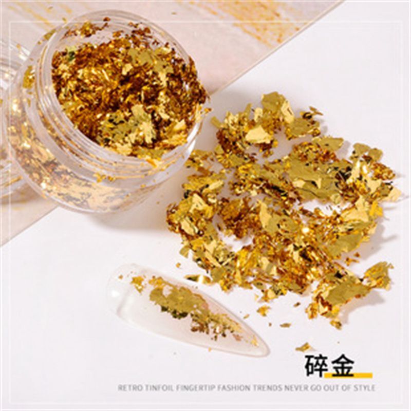 Gold Nail Stickers Sequins 3pcs Decorative Gold and Silver Shell Nail Polish