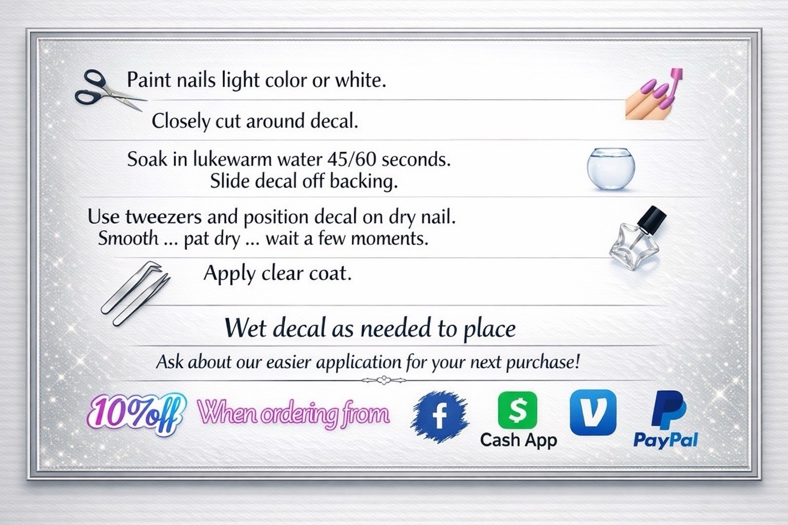 Texas Waterslide Nail Decals Set Of 50 Instructions, Bonus & KC