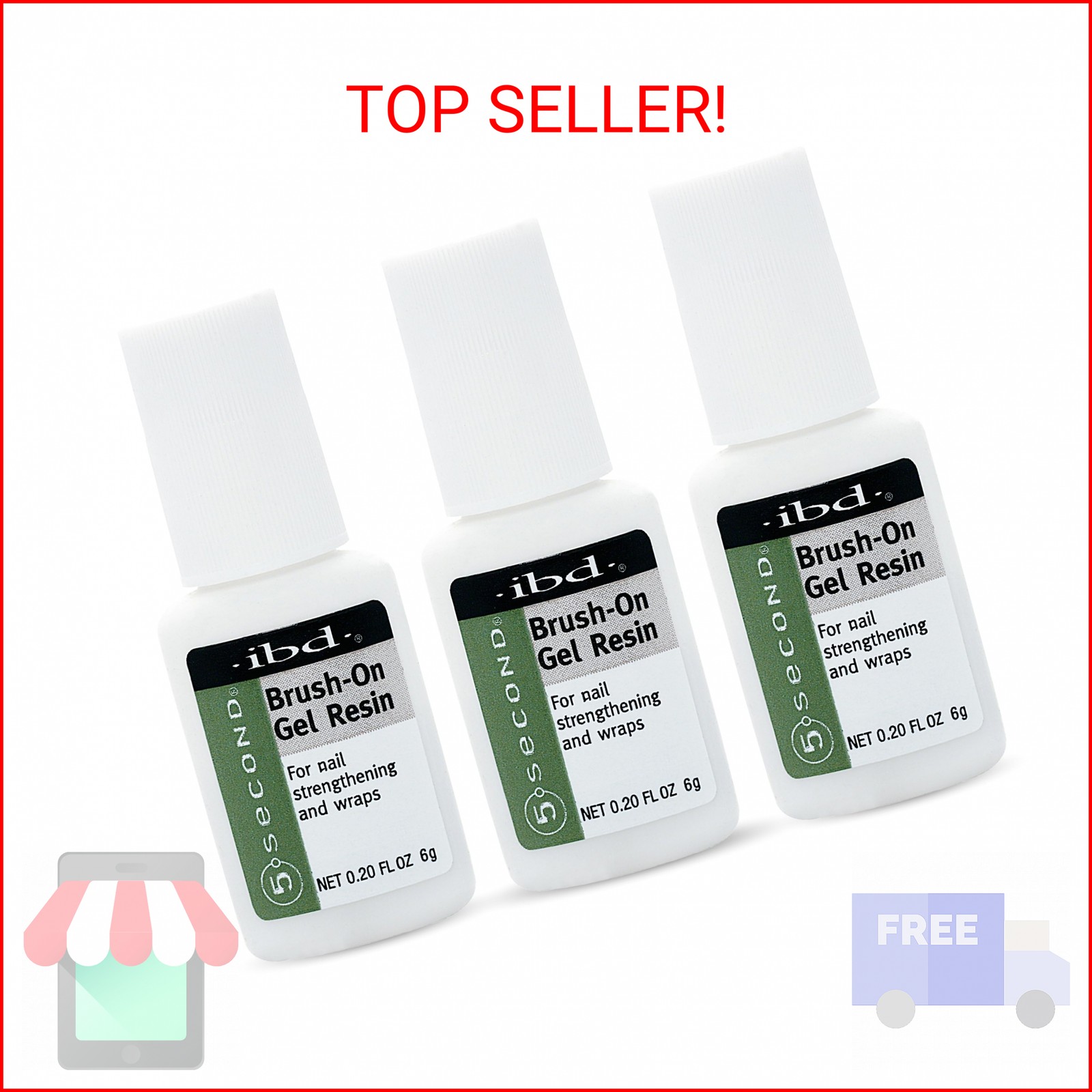 IBD 5 Second Brush On Nail Glue Gel Resin – Strong Nail Glue for Broken, Cracked