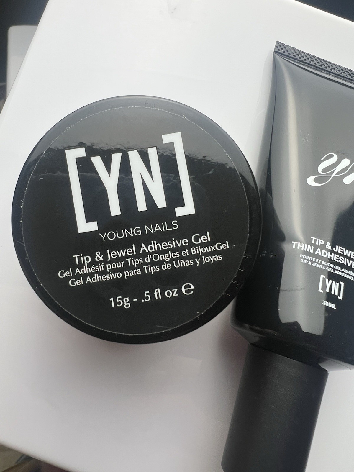 Young Nails Tip & Jewel Adhesive Gel Bundle – Thin 30ml and 15g