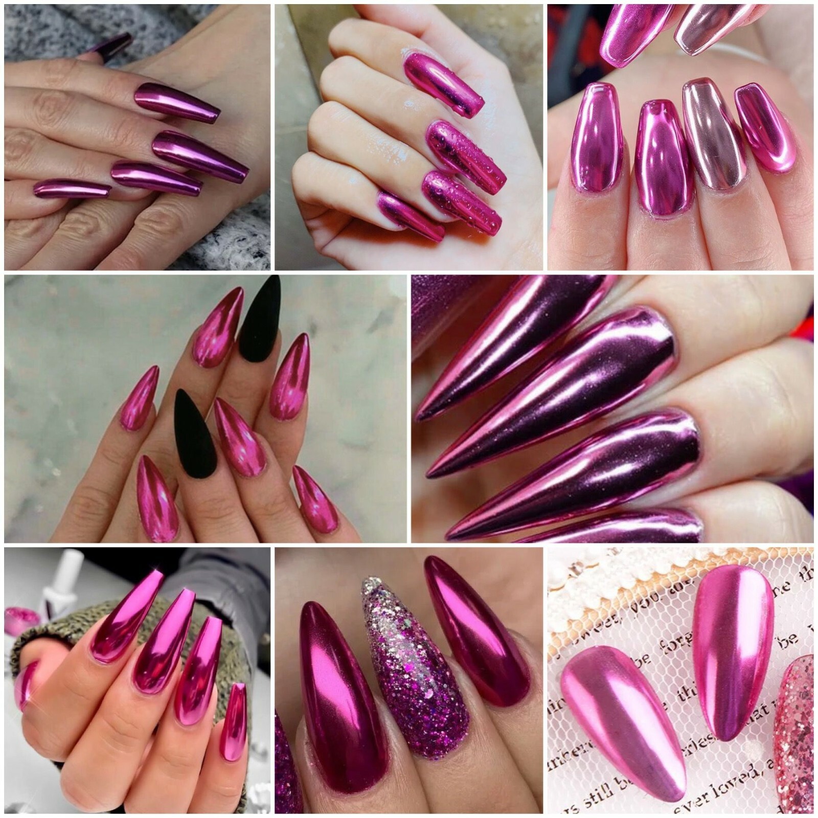 PINK NAIL MIRROR POWDER PLATINUM Rose Gold Chrome Nails Shining Pigment (y3)