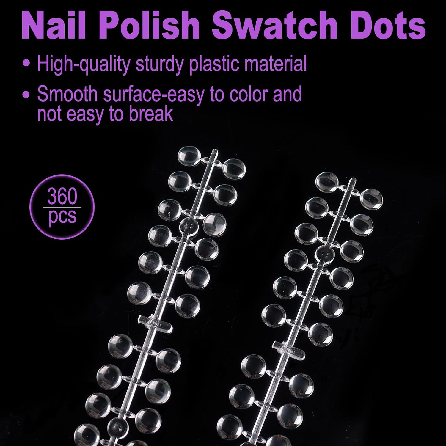 360Pcs Nail Polish Swatch Dots with Adhesive Stickers Box-Packed 12Mm Clear roun