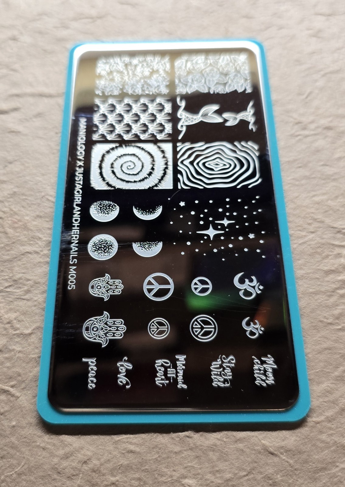 HTF Maniology JustAGirlAndHerNails M005 Collab Nail Stamp Plate Just A Girl Nail
