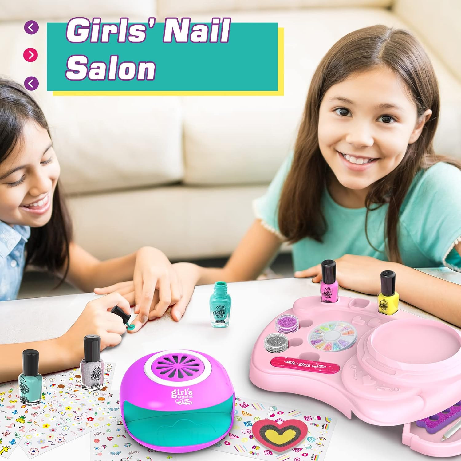 Set de esmalte de unas para ninas 7 a 12 anos con secador y organizador