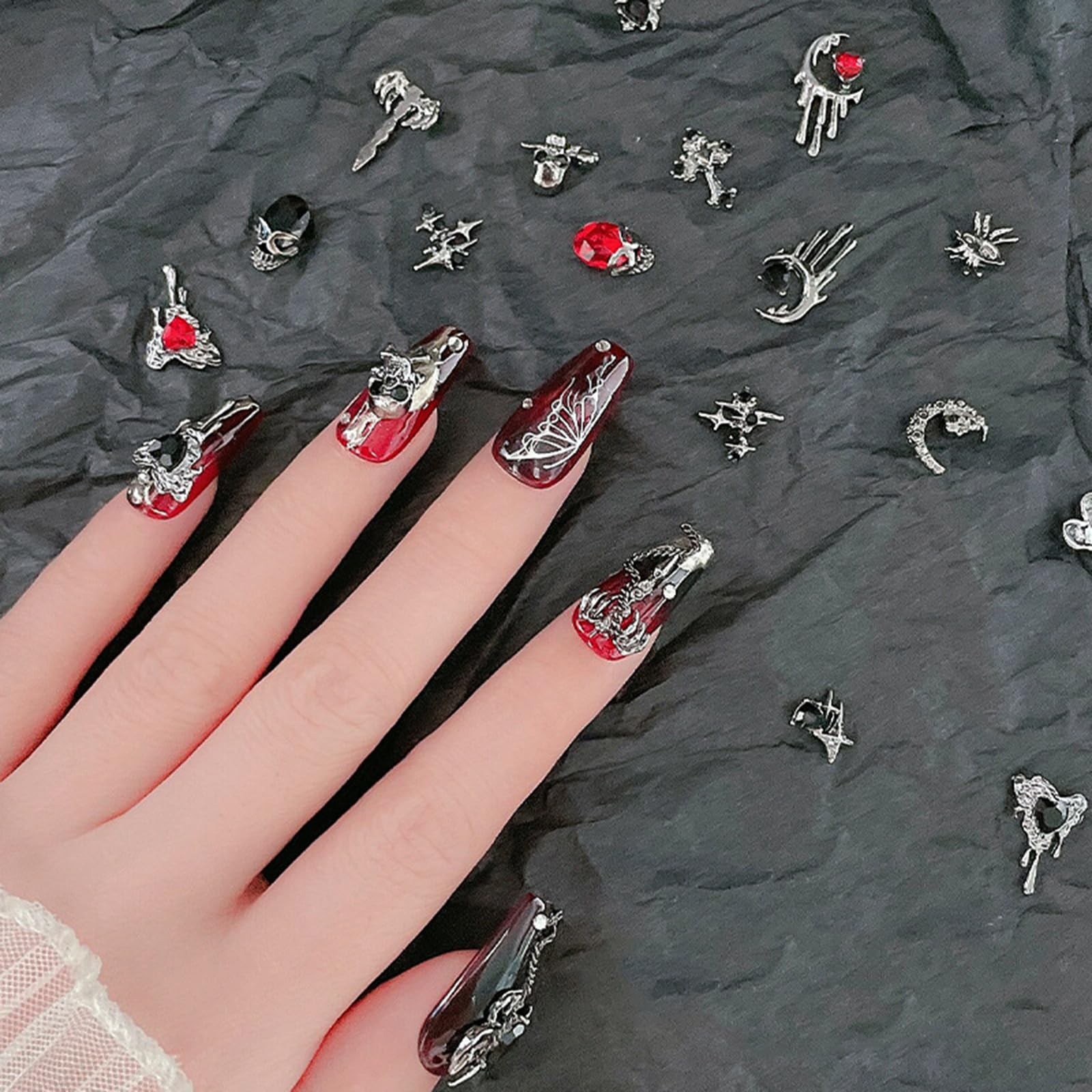 44 Pcs Halloween Nail Charms 3D Alloy Nail Art Charms Supplies for Women