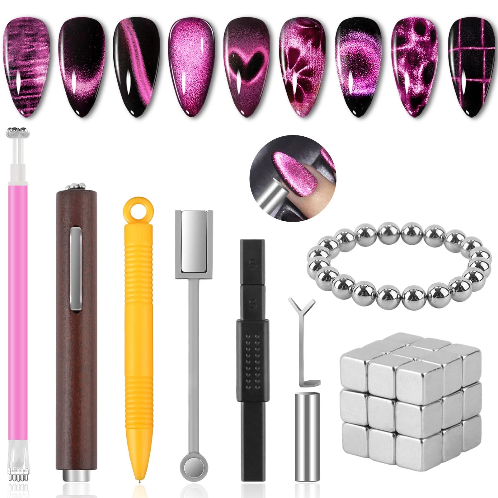 54PCS Cat Eye Nail Magnet Set, EBANKU Gel Polish Mixed-54PCS
