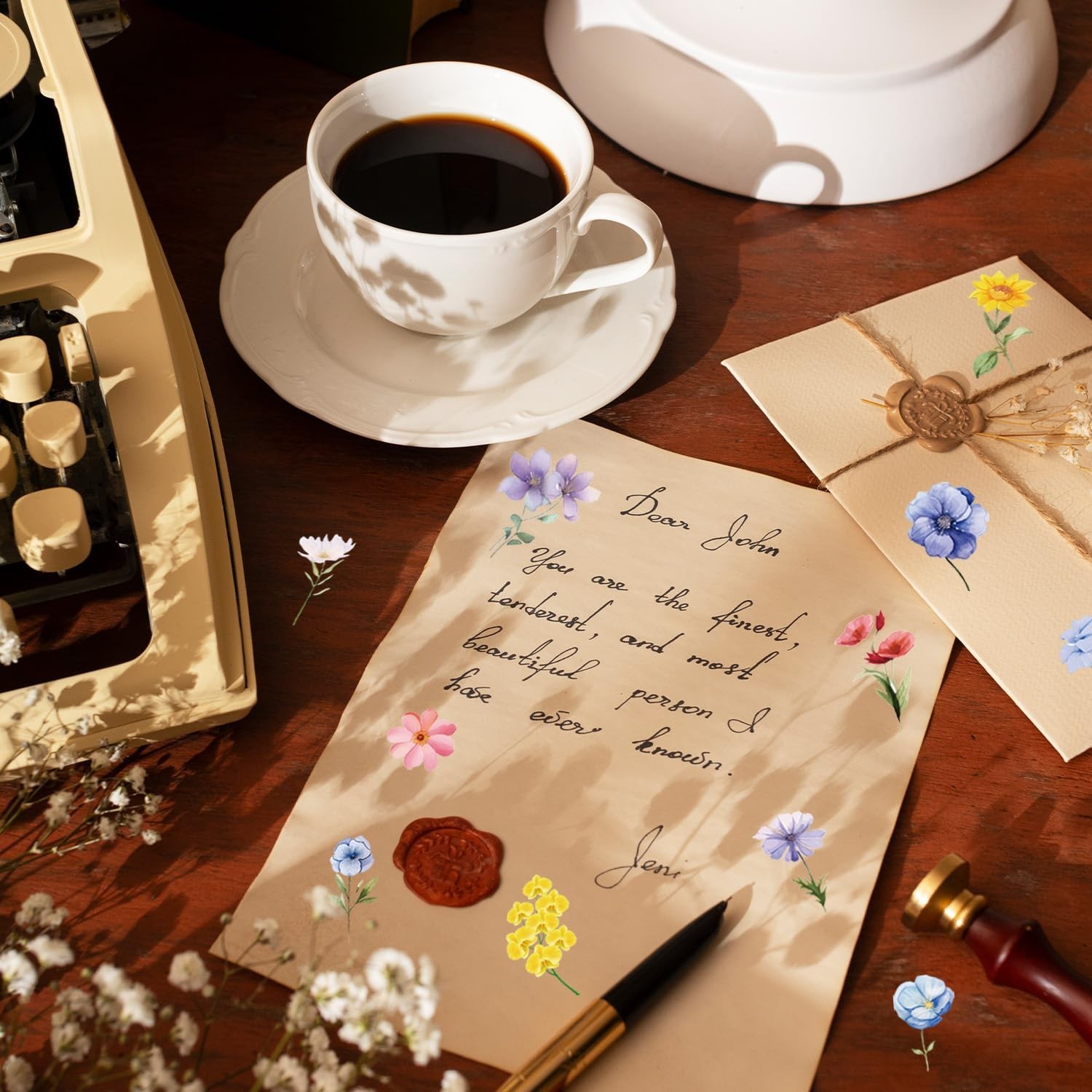 600Pcs Natural Flower Stickers,Self-Adhesive PVC Vintage Flower Stickers for …