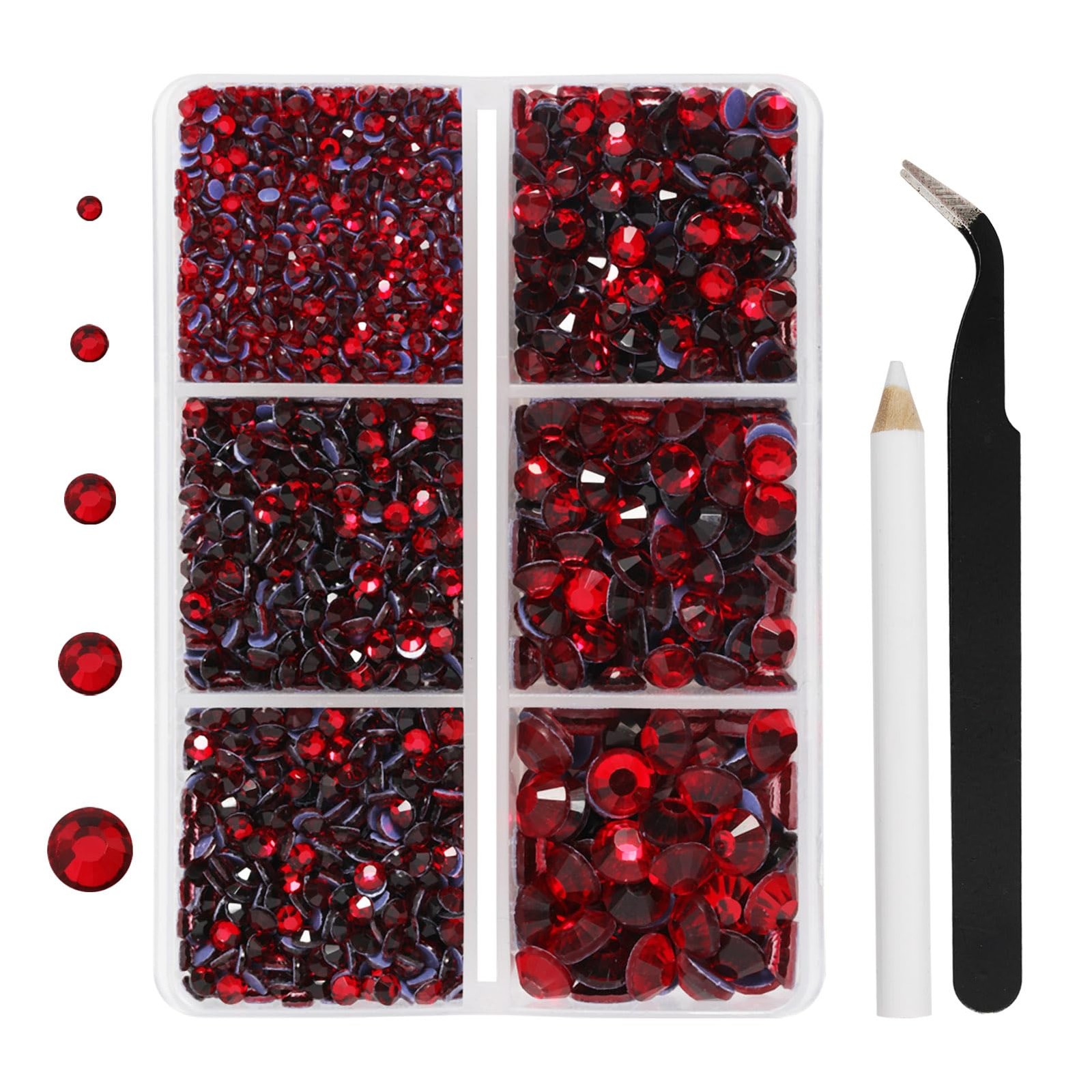 Hotfix Rhinestones 3960Pcs, Red Rhinestone for Clothes, Hot Fix Crystals Rhinest