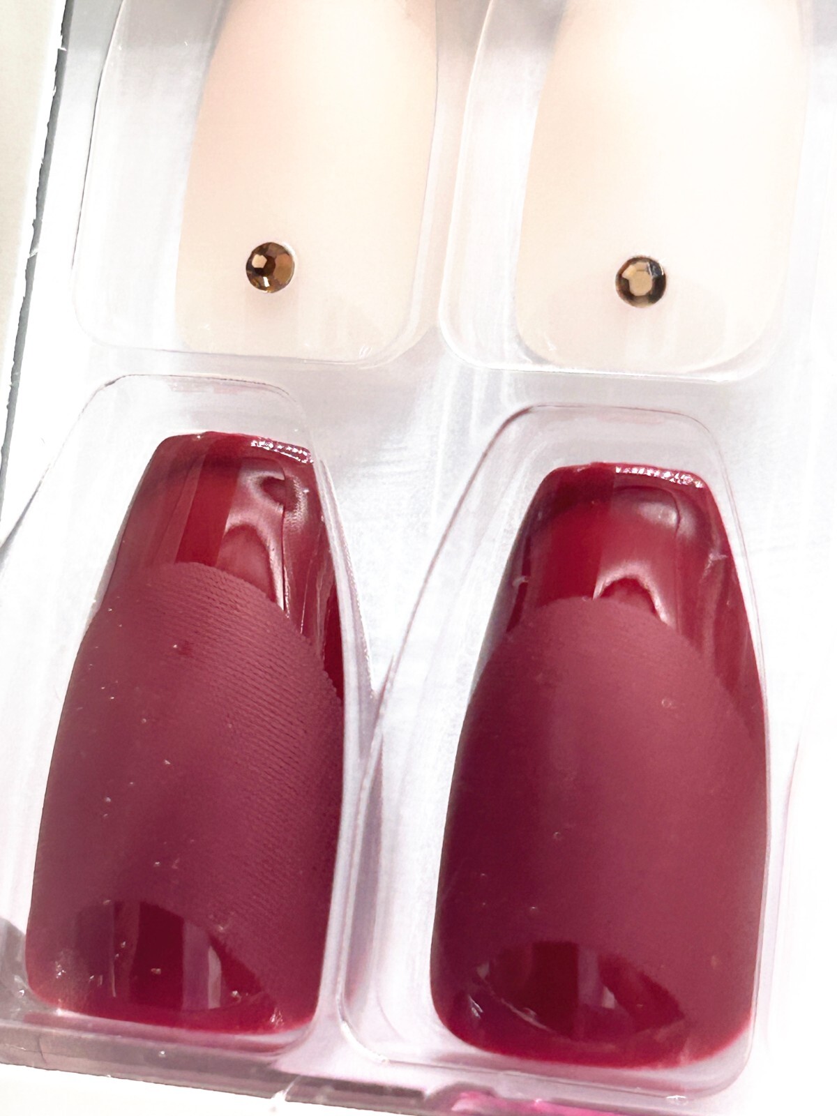 Kiss Limited Edition Glue-On Medium Length Nails, Textured Patter Pink/Red 92419