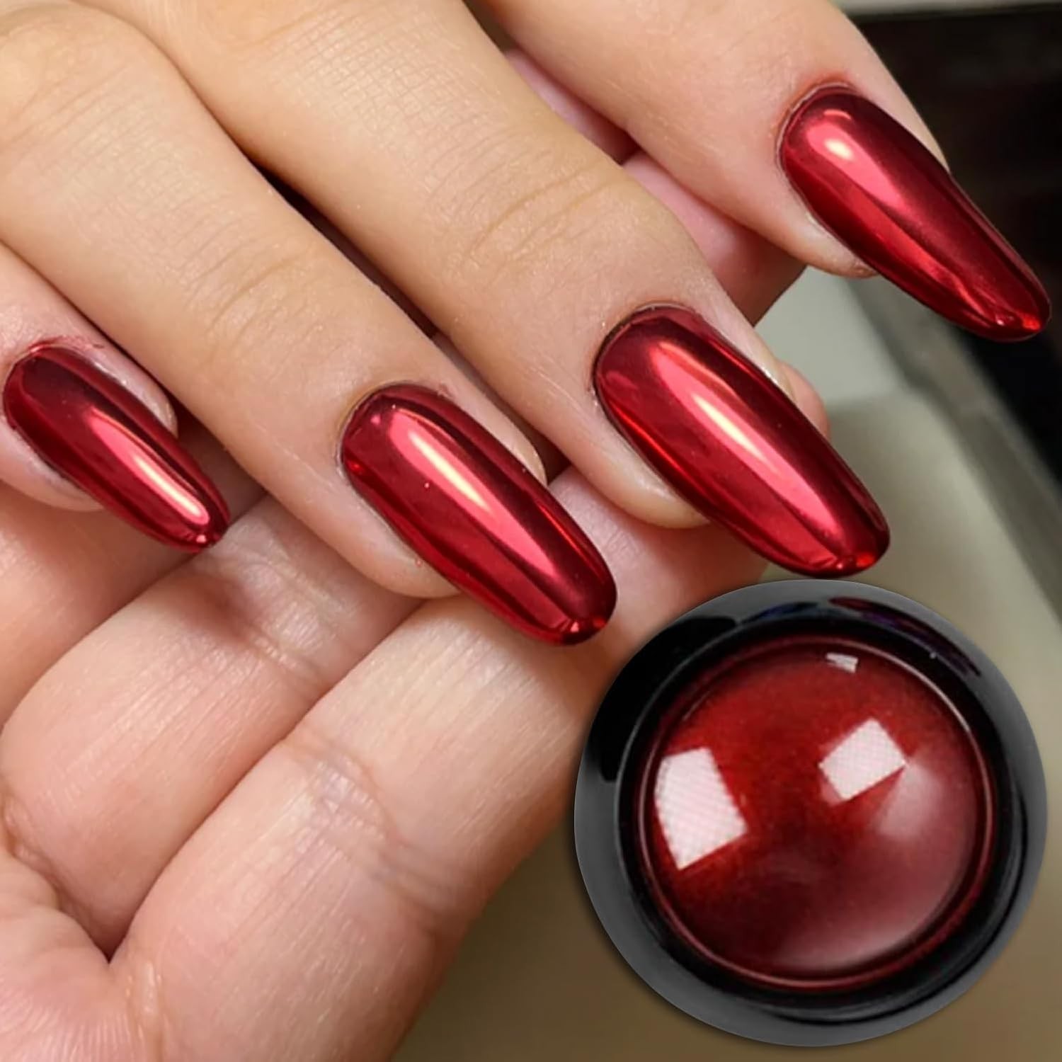 1 Box Mirror Nail Art Glitter Powder Holographic Metallic Red Chrome Nail Powder