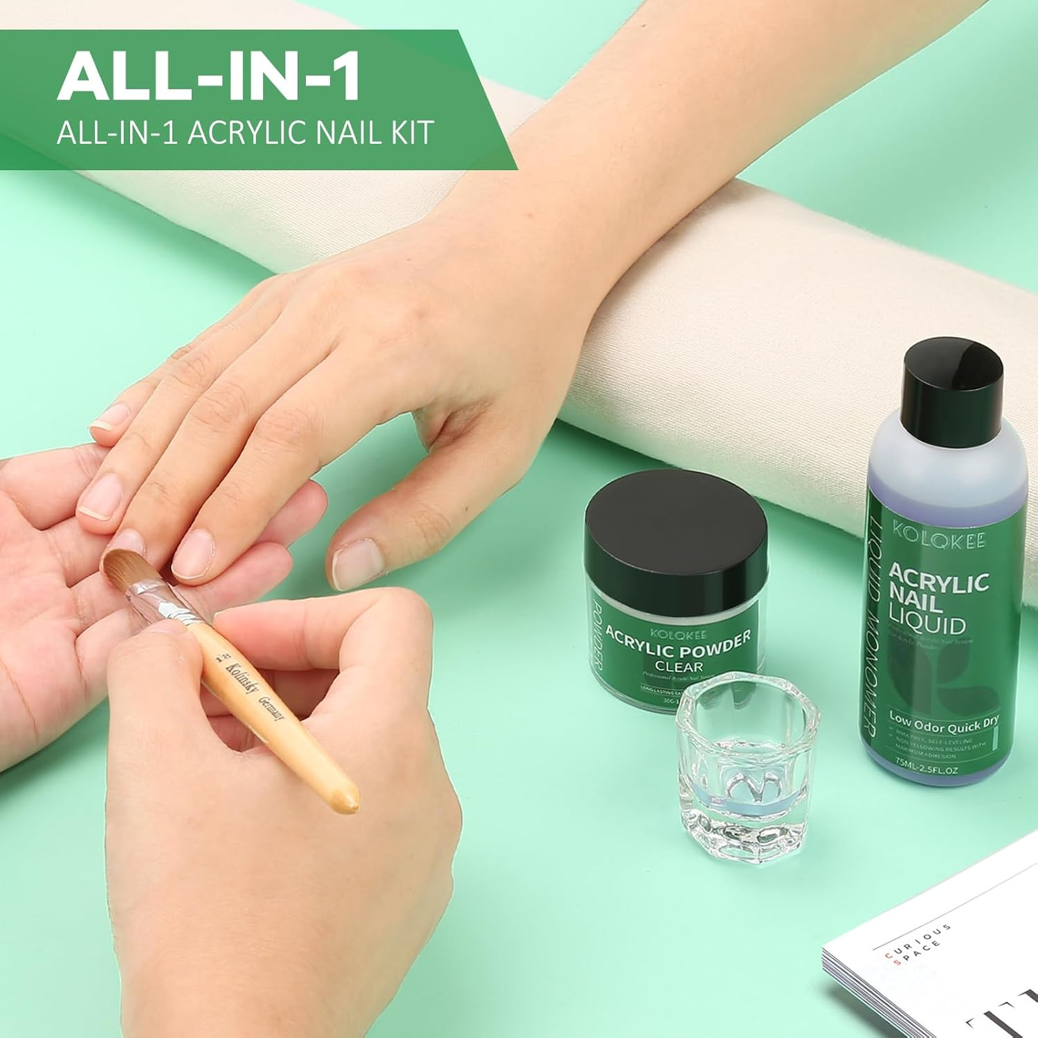 Acrylic Nail Kit Acrylic Powder and Liquid Set with Kolinsky Nail Brush, Lamp