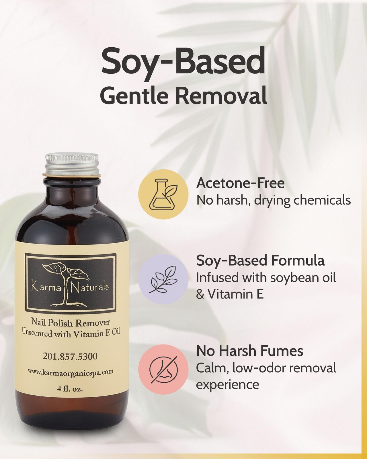 Karma Organic Nail Polish Remover Unscented- Non 4 Fl Oz (Pack of 1), Clear