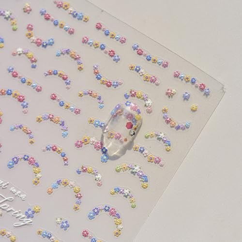Flower Nail Art Stickers – Spring Flowers 5D Embossed Colorful Florets style4