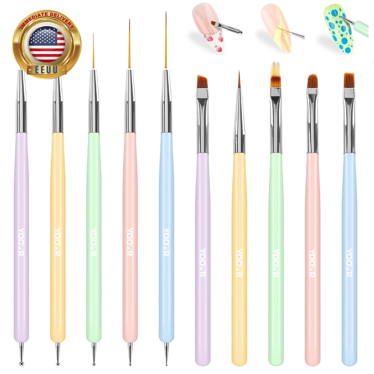 10 Pcs Nail Art Brushes Set, Nail Dotting Tools, French Tip Tool, Nail Art Deign