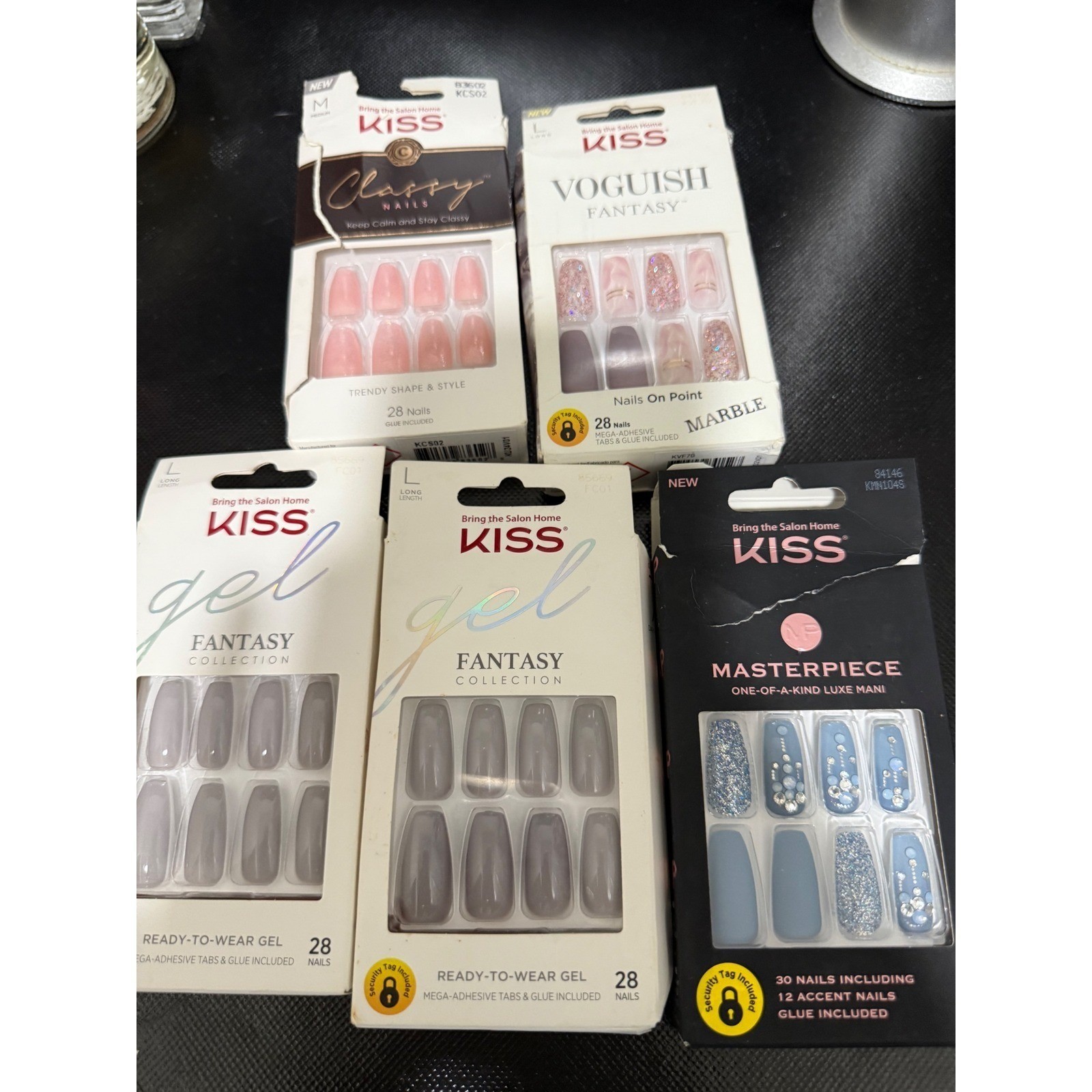 KISS Classy, Vogish, Gel Fantasy, Masterpiece Press On Nails – 5 Pack