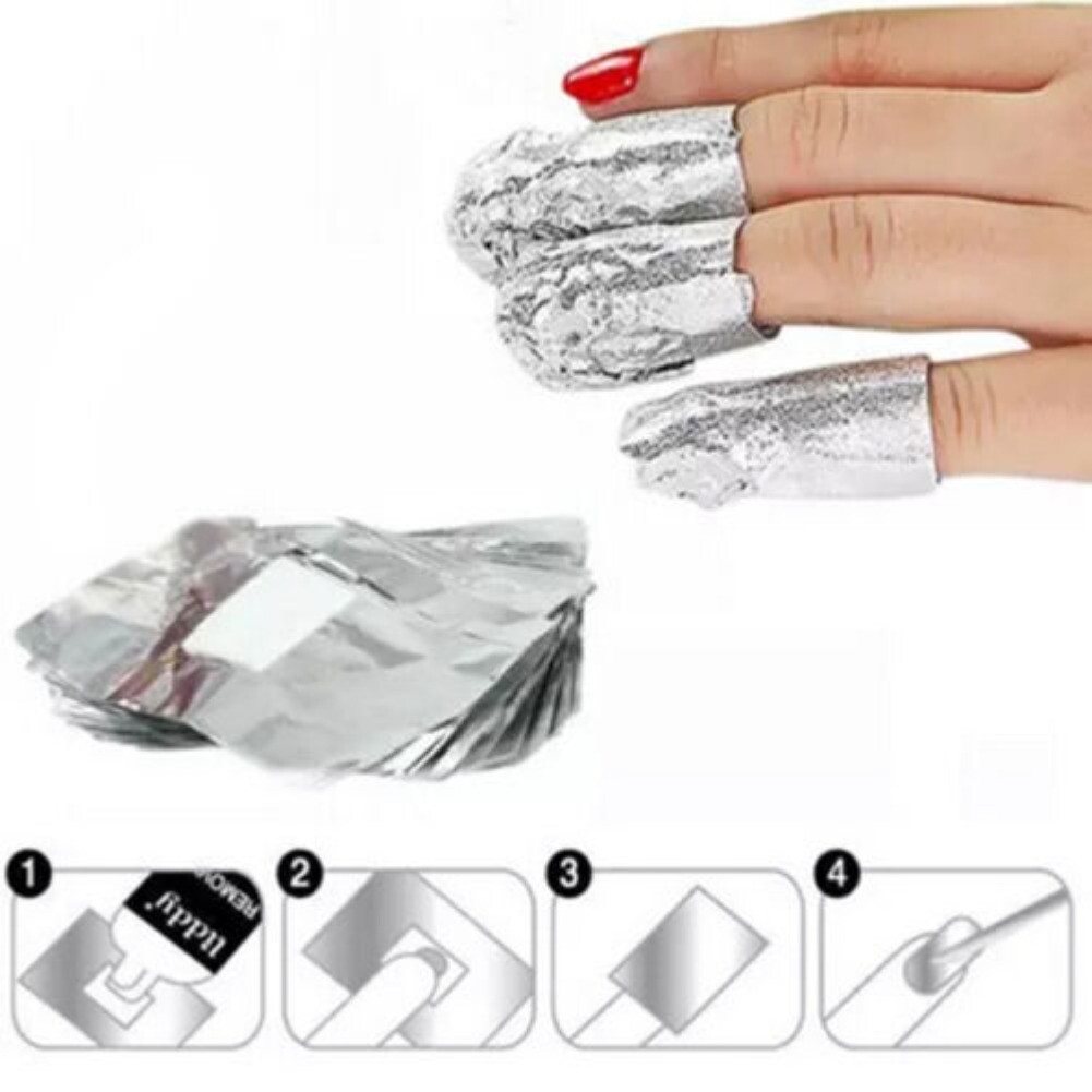 100 pcs/bag Aluminium Foil Nail Art Soak off Gel Polish Manicure Wraps Tools
