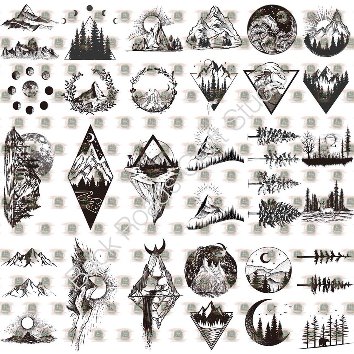 Mountains Waterslide Decals For Finger Nails, Hot Wheels, (set of 50) JH