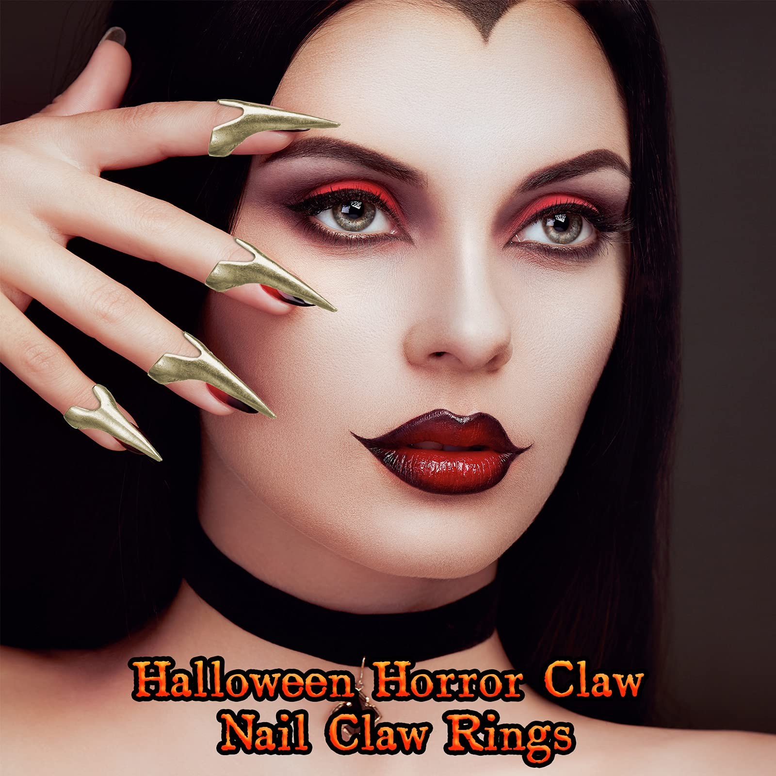 Hicarer 10 Pieces Finger Claws Rings Full Set Retro 0.6 inches, Black