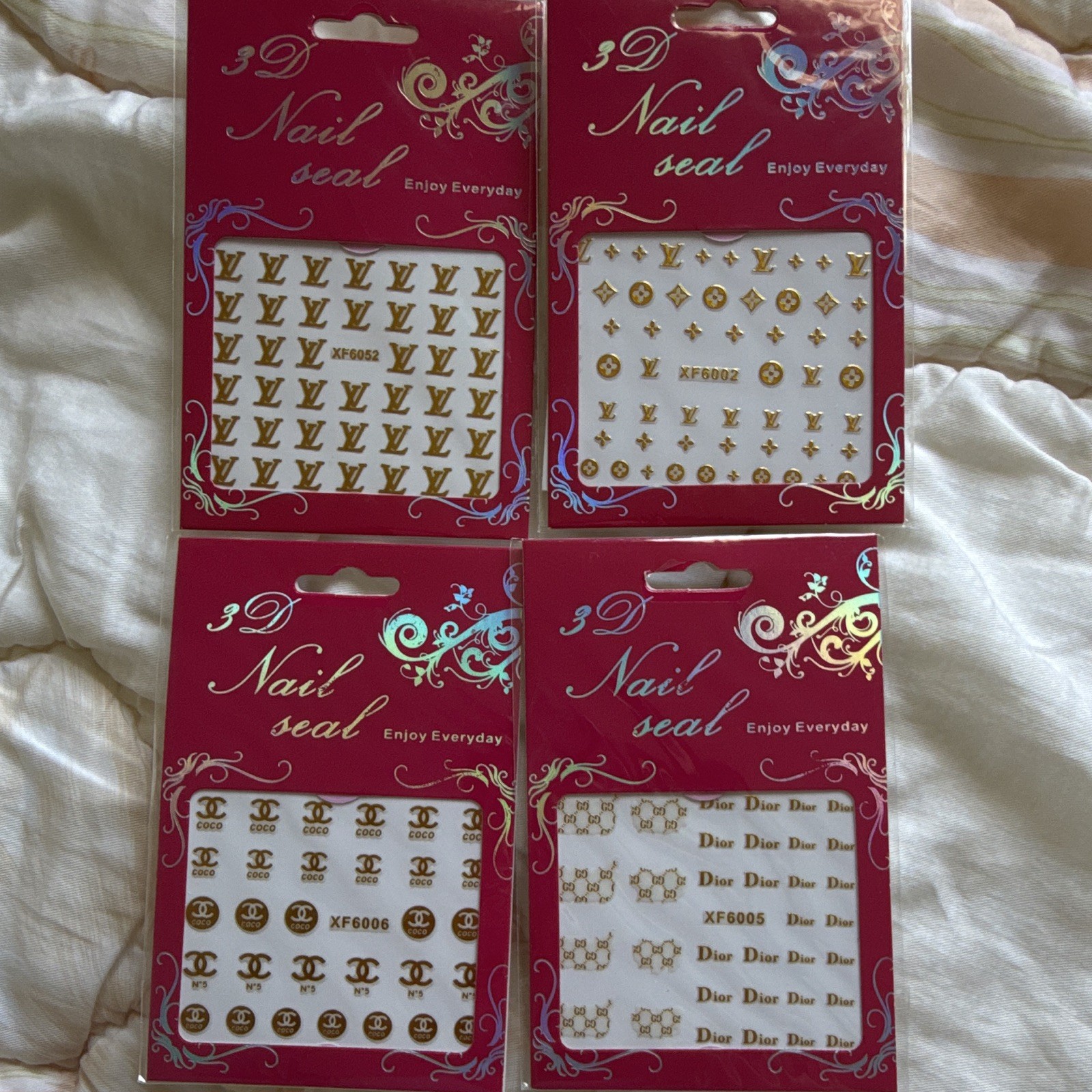 Gold nail art decal sticker 4 sheets package brand new nail art sticker sheets