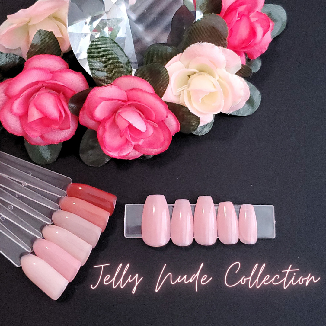 #02 Pink Jelly Nude Press On Nails | Handmade | Hard Gel Glue On Nails