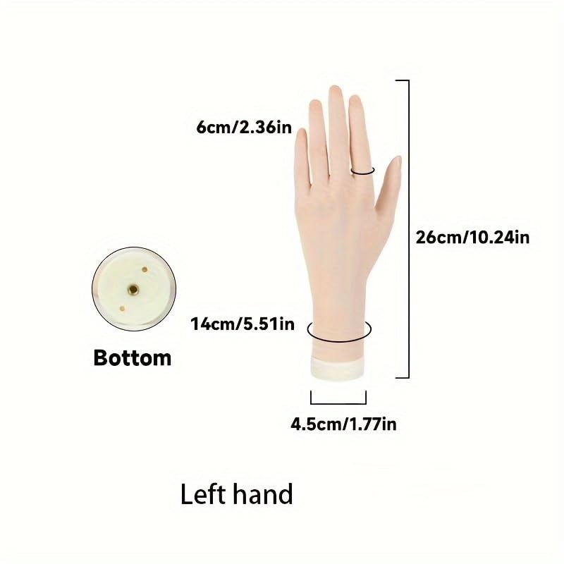 Practice Hand for Acrylic Nails Soft Touch Mannequin left, Beige