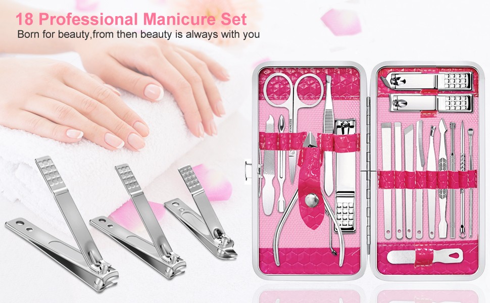 Nail Clippers Set – 18 Pcs Professional Manicure Pedicure Kit for Men Women,