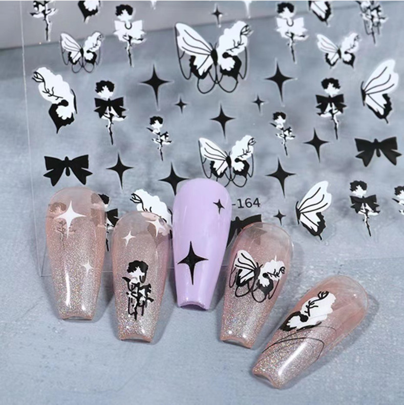 3D Nail Stickers Butterfly Rose Flowers Star Bowknot Decoration DecalsSO164 NS39