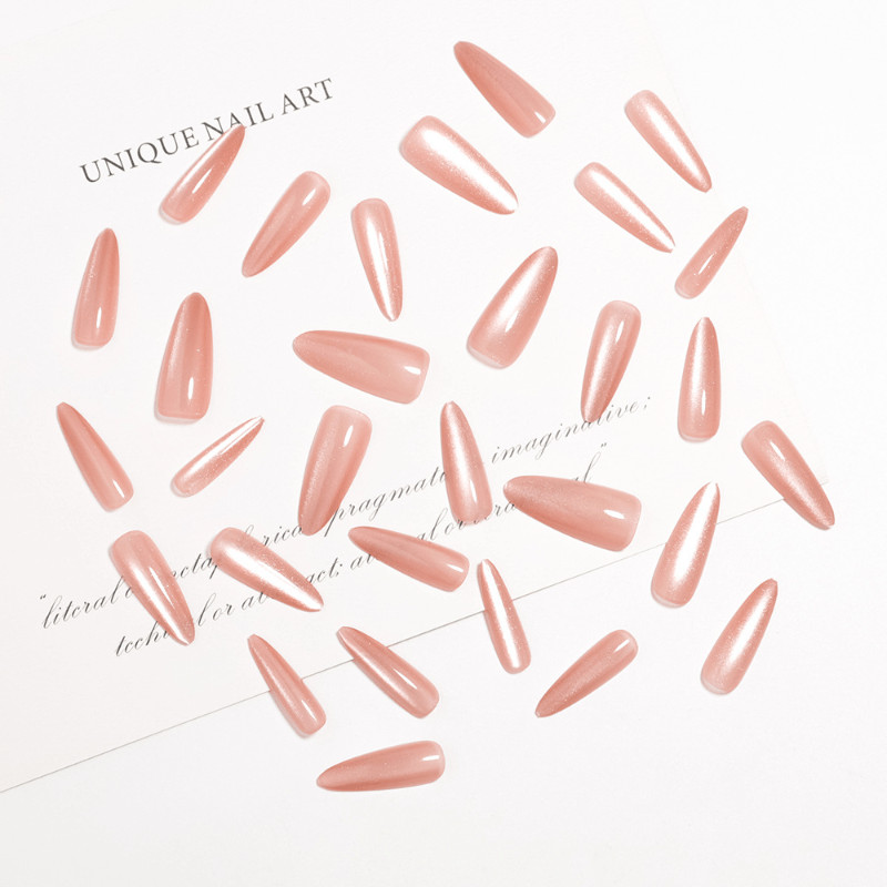 60Pcs Pink Chrome Press on Nails, Long Stiletto Mirror Glossy Shiny Fake Nails