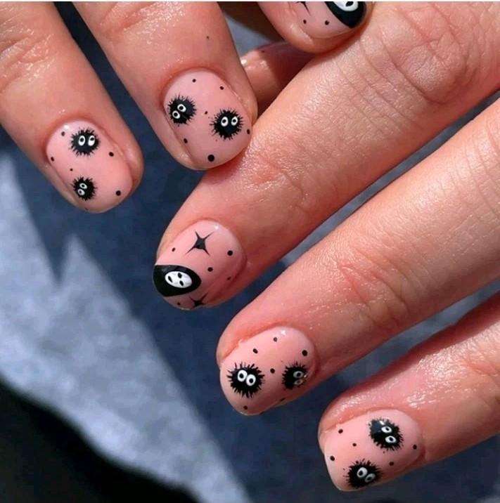 Halloween Ghosts Press On Nails NEW -Square -Black/White -24 Pcs -Do-It-Yourself
