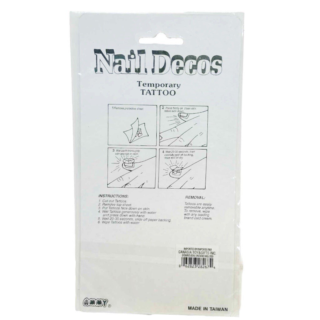 Vintage 90s Y2K Nail Decos Nail Art Tattoos Halloween Black Gold Cats Bats Moon