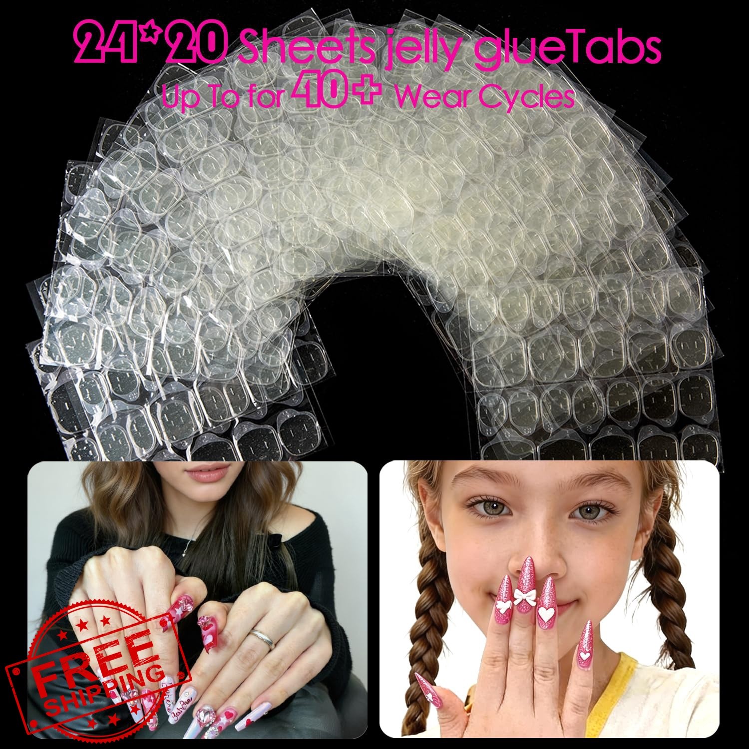 NAILJXPF Nail Stickers Tabs for Press Ons 480pcs