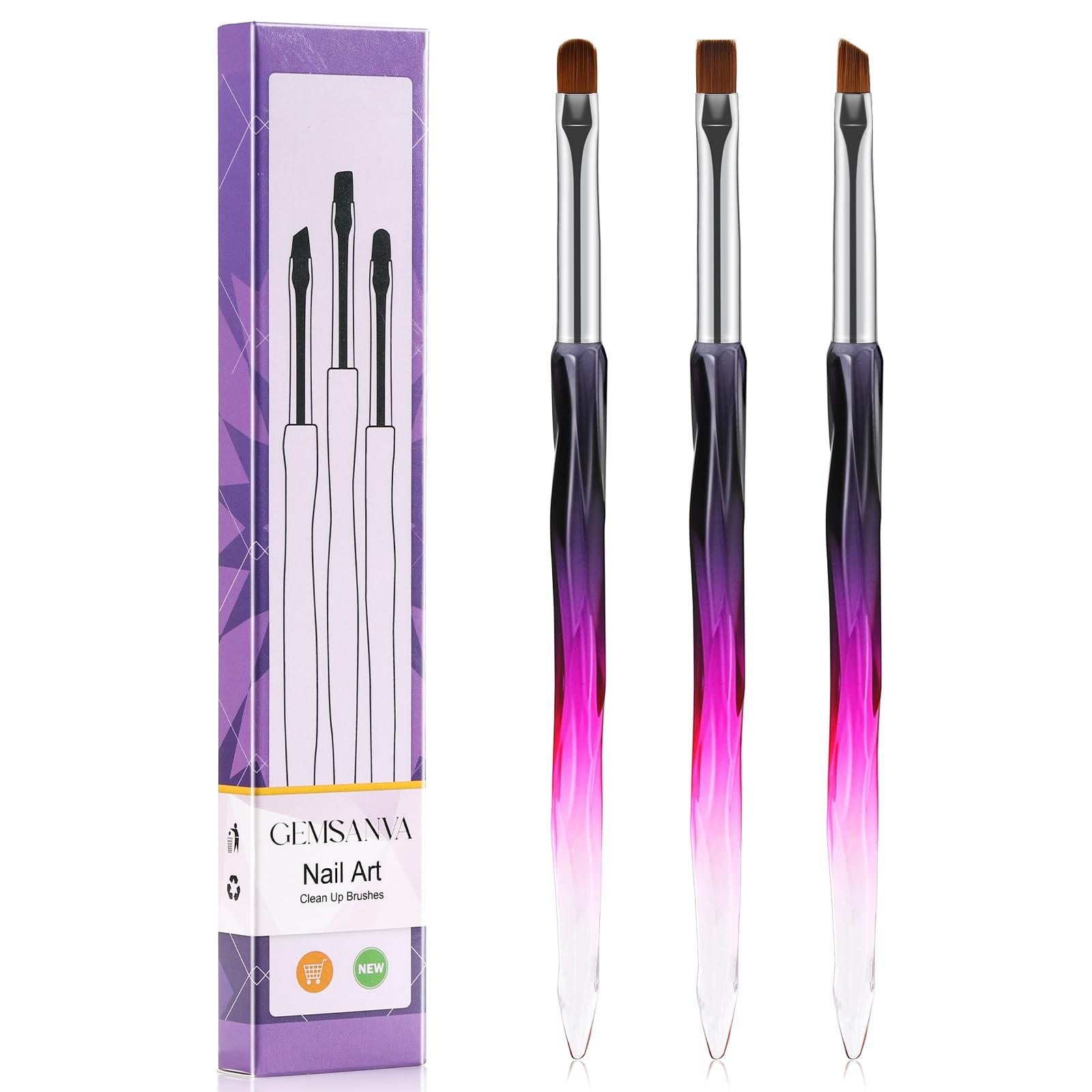Nail Art Clean Up Brushes,3PCS Nail Brush For Cleaning Polish Mistakes on the…