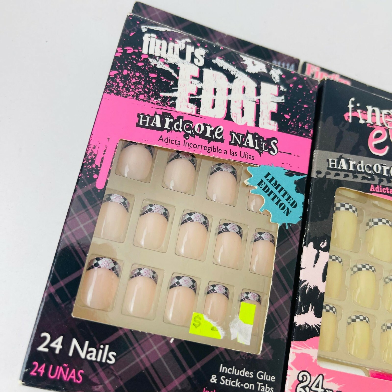 Lot of 3 Combo Fing’rs Edge HardCore Nails 24Nails Short With Glue 31120/31114