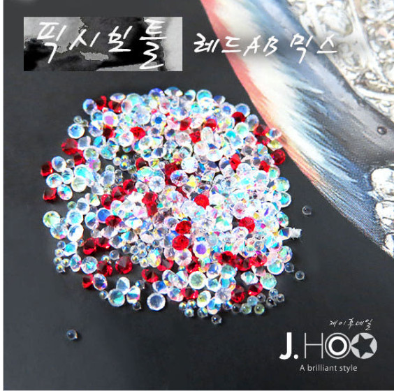 Light Siam 4-Type Mix Pixie Nail Stones PP7 Edge V-Cut 0.6mm Ball