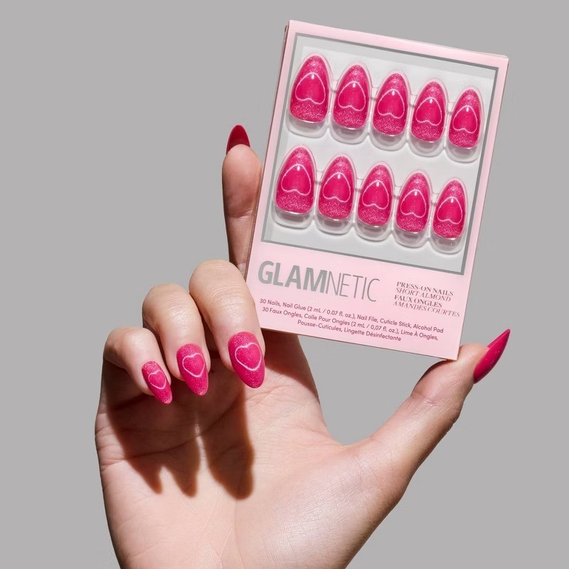 Glamnetic Fake Nails: Almond Shape, Velvet Finish, 30 Pieces