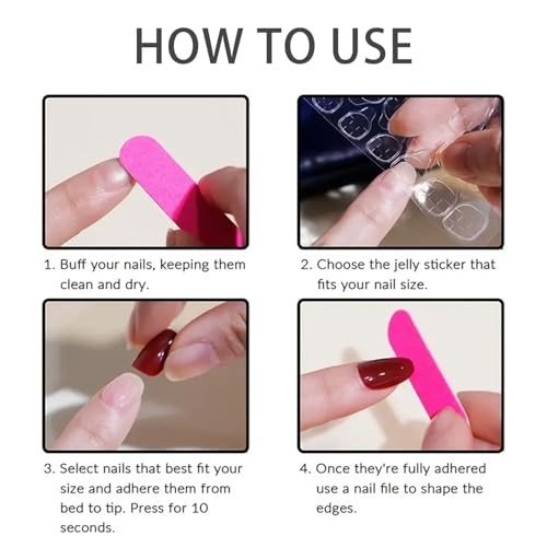 French Flower Press on Nails Coffin Medium Fake Nails Glossy Purple Style 6