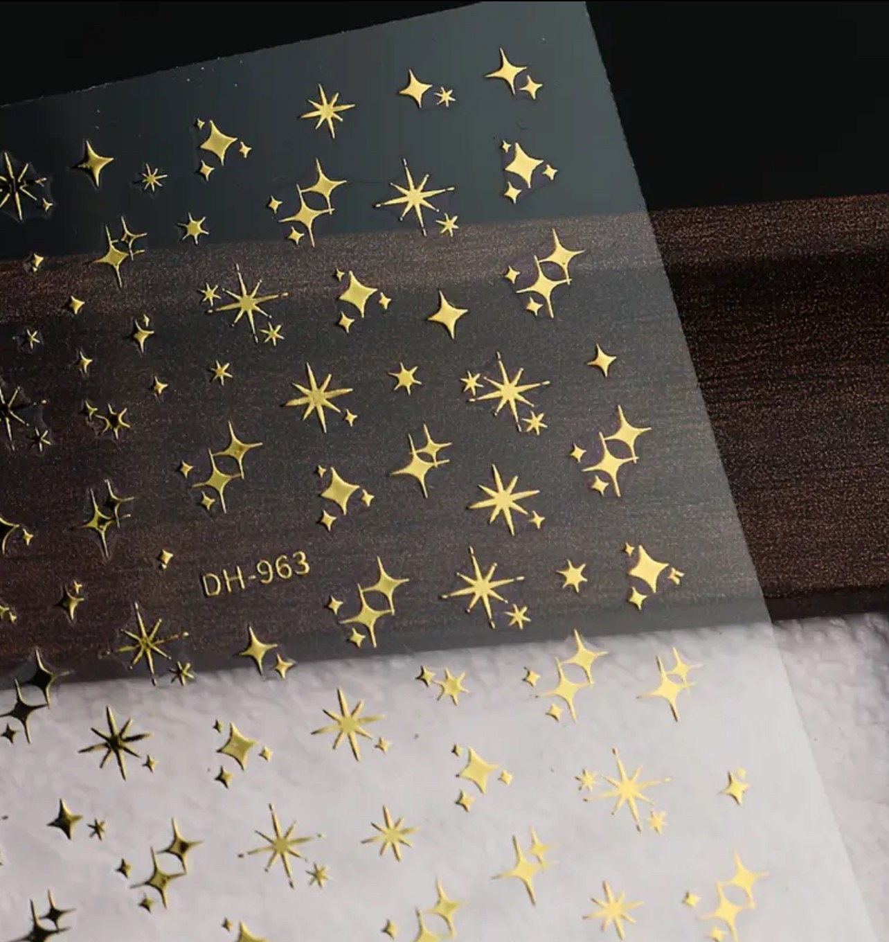 Nail Art Stickers Sparkle Celestial Star SILVER GOLD METALLIC CHRISTMAS DH-963