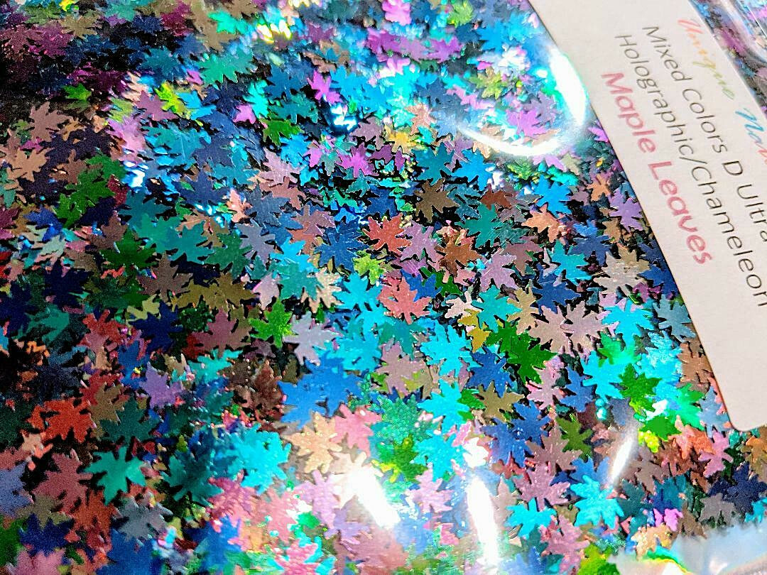 LargeBag Mix MAPLE LEAVES D Shape Glitter~Nail•Acrylic•Gel•Body Art•Face•Festiva