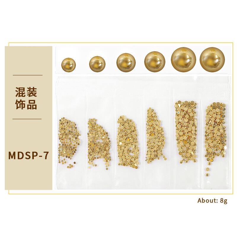 10 Packs Gold Nails Art Metal Rivets Studs Hollow Round Stars 3D Decoration Tips