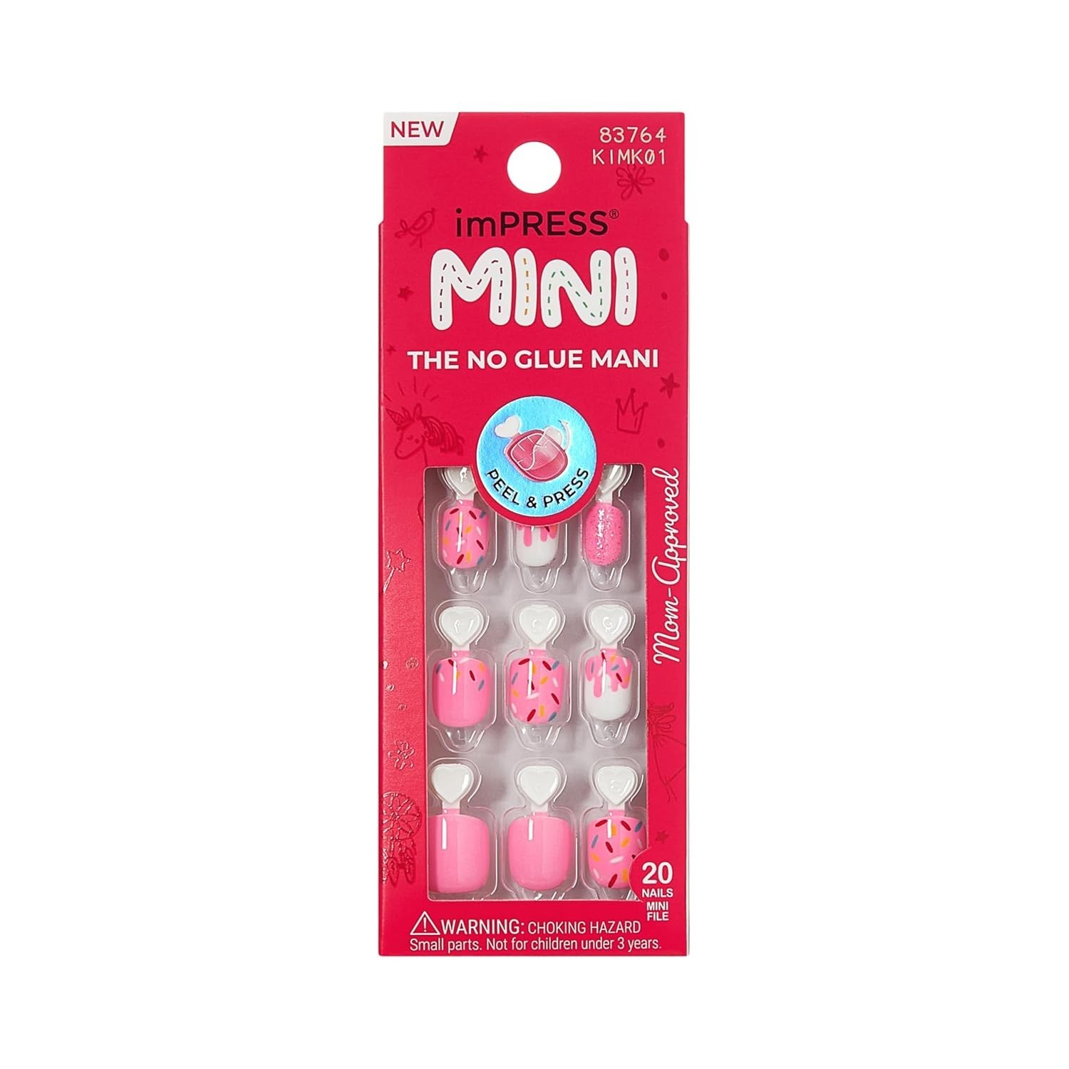 Festive Squoval Press-On Nails for Kids – 20 Easy Application Glitter Tips