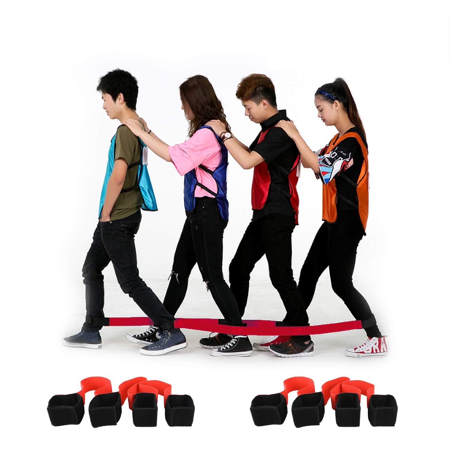 Legged Race Band For 4 ppl, Team Building, Outdoor Medium, 4 People(red)