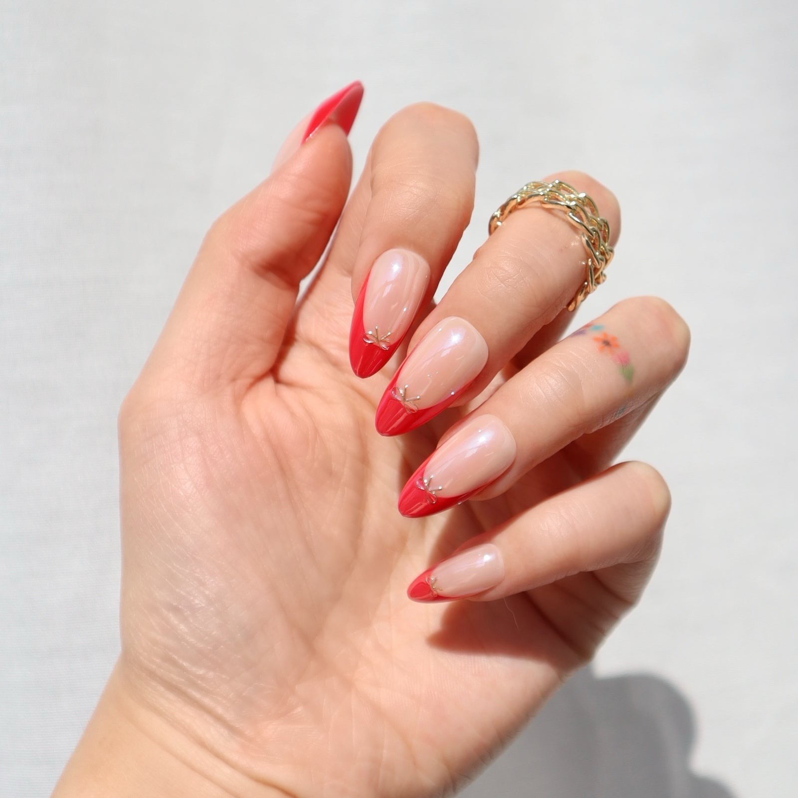 Nail Reformation 30 Press-On Nails Red French Bow Glazed