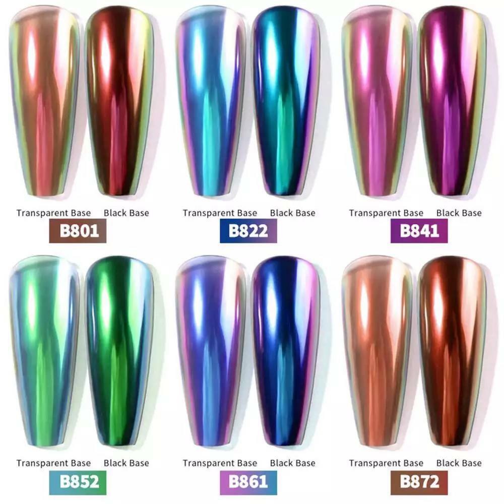 Nail Duo Chrome PEN Chameleon Mirror Powder Air Cushion Solid 6 Colours Dust UK