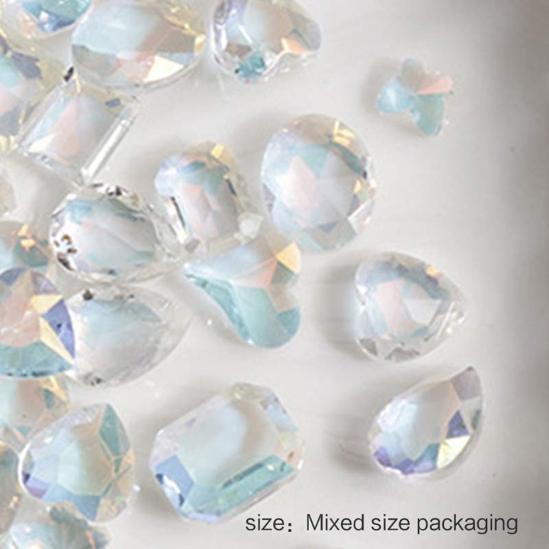 50Pcs Pointed Bottom Nail Rhinestones Mini Diamond Nail Charms 3D Crystal Gems