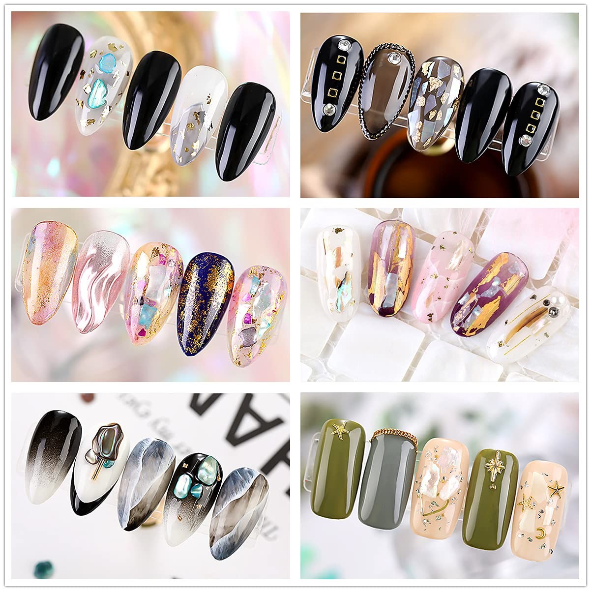 editTime 5 Boxes 3D Nail Art Crushed Sea Shell 7 Piece Set, 2-sea shell kit