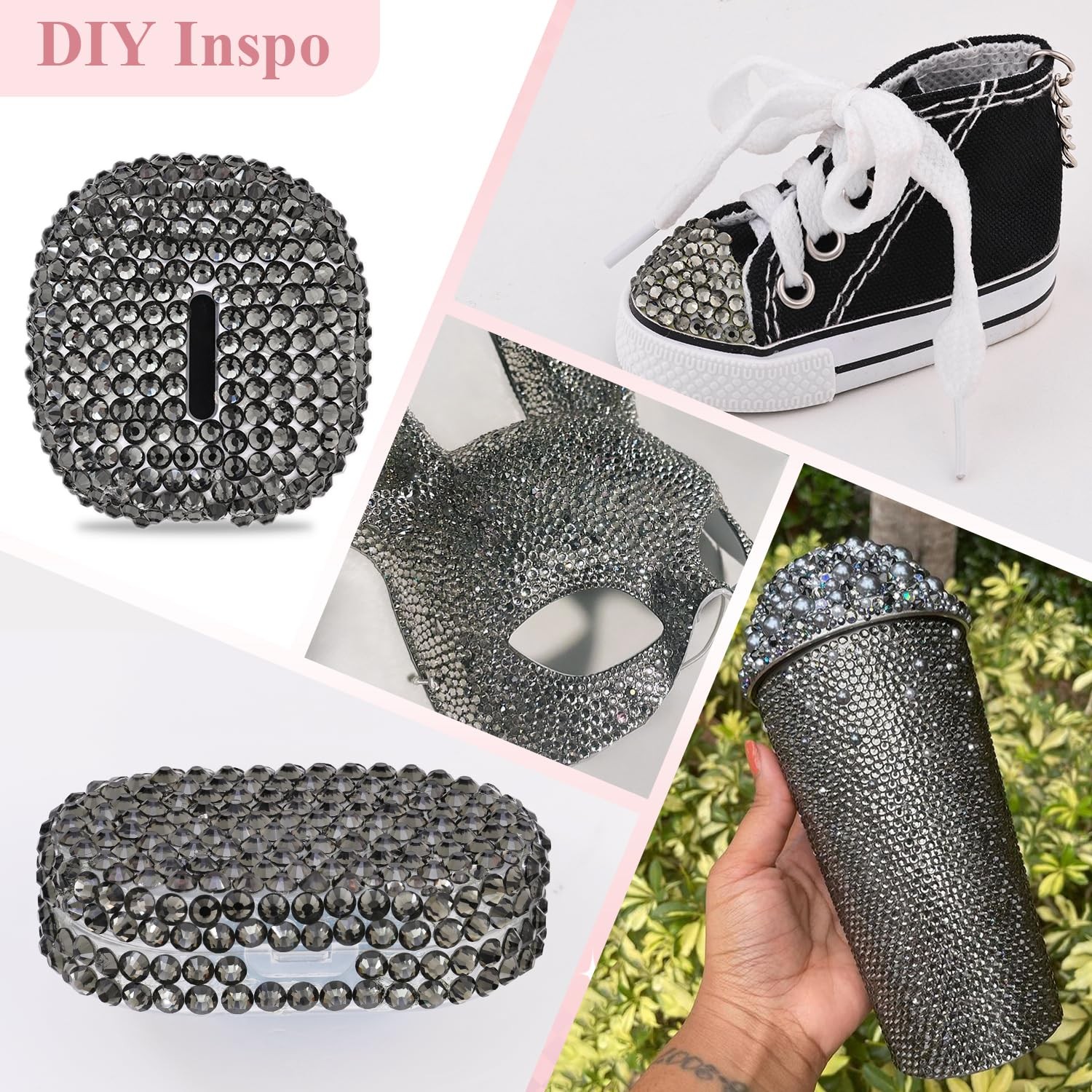 1440 Black Diamond Flatback Rhinestones Glass Beads for Nail Art Craft Decoratio